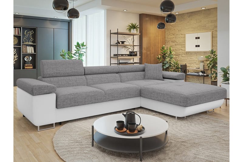 Gabina Sofa med Divan 3-seter - Grå/Hvit - Møbler - Sofaer - Skinnsofaer