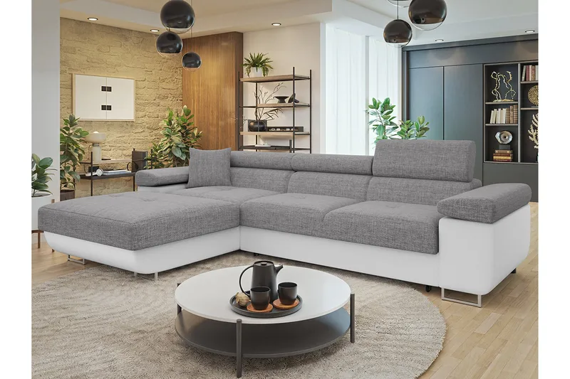 Gabina Sofa med Divan 3-seter - Grå/Hvit - Møbler - Sofaer - Skinnsofaer