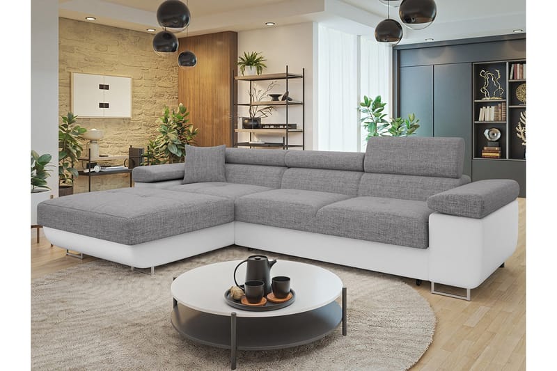 Gabina Sofa med Divan 3-seter - Grå/Hvit - Møbler - Sofaer - Skinnsofaer