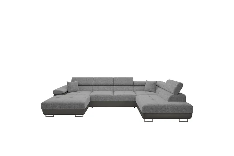 Gabina Sofa med Divan og Sjeselong 4-seter, Beige/Grå