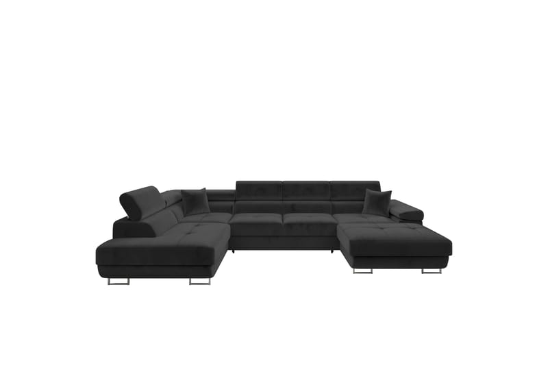 Gabina Sofa med Divan og Sjeselong 4-seter, Svart