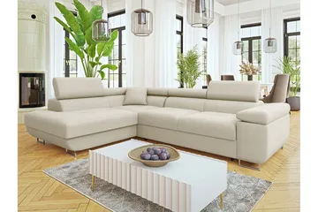 Gabina Sofa med Sjeselong 3-seter - Beige - Møbler - Sofaer - Fløyelssofaer