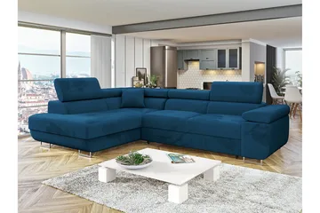 Gabina Sofa med Sjeselong 3-seter - Blå - Møbler - Sofaer - Sofaer med sjeselong - 3 seters sofa med divan