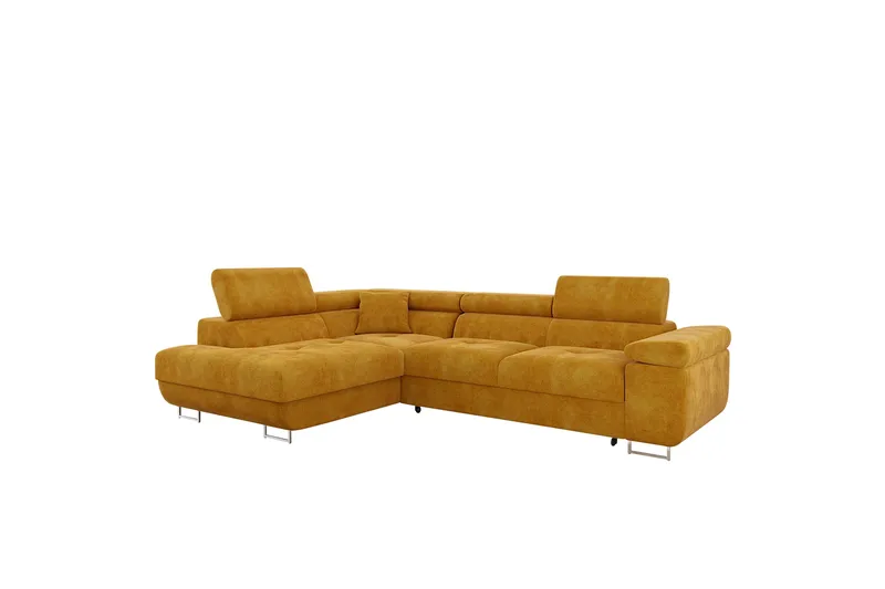 Gabina Sofa med Sjeselong 3-seter - Gul - Møbler - Sofaer - Fløyelssofaer