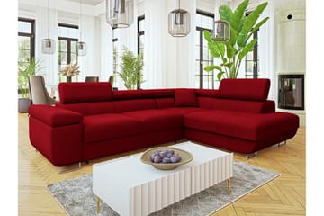 Gabina Sofa med Sjeselong 3-seter - Rød - Møbler - Sofaer - Fløyelssofaer