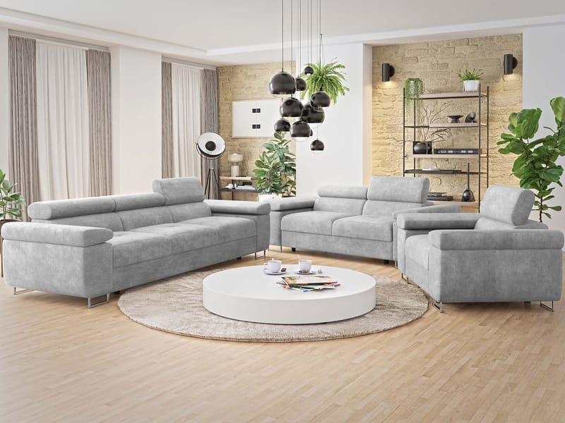 Gabina sofagruppe - 3-seter + 2-seter + lenestol - grå - Møbler - Sofaer - Sofagrupper