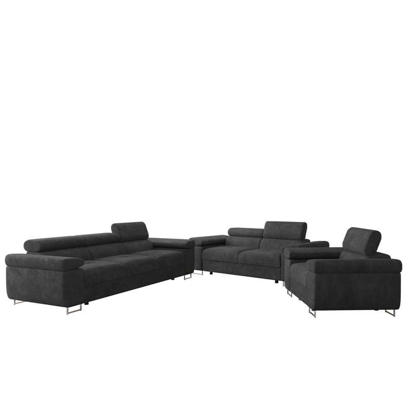Gabina sofagruppe - 3-seter + 2-seter + lenestol, svart