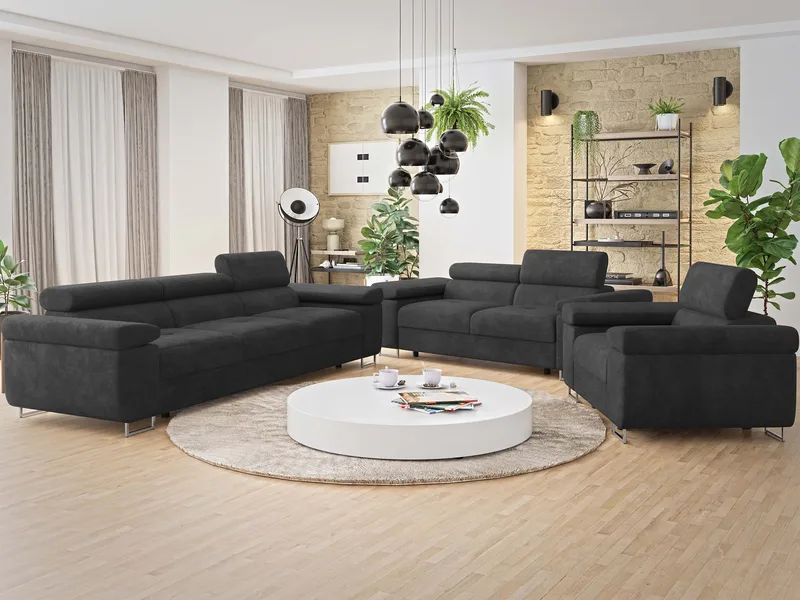 Gabina sofagruppe - 3-seter + 2-seter + lenestol - svart - Møbler - Sofaer - Sofagrupper