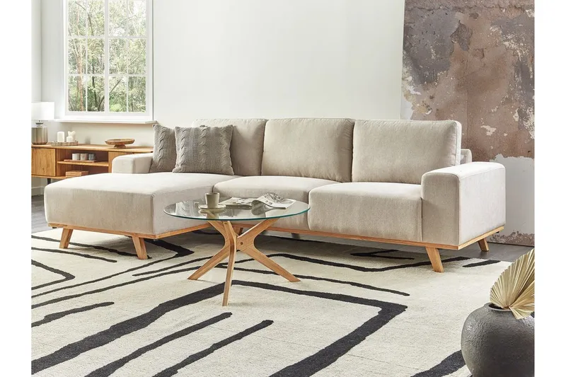 Gaines Hjørnesofa 3-seter - Beige/Lyst tre - Møbler - Sofaer - Hjørnesofaer - Hjørnesofa med divan
