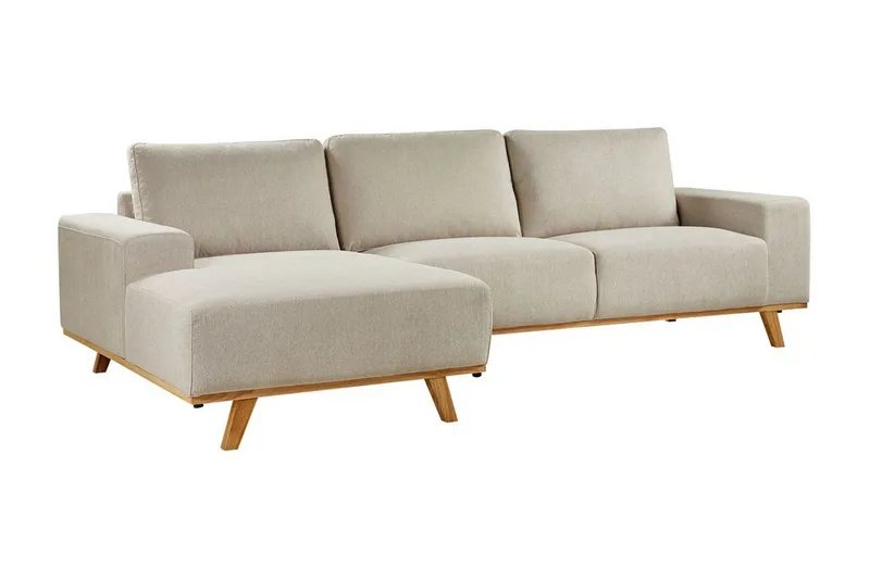 Gaines Hjørnesofa 3-seter - Beige/Lyst tre - Møbler - Sofaer - Hjørnesofaer - Hjørnesofa med divan
