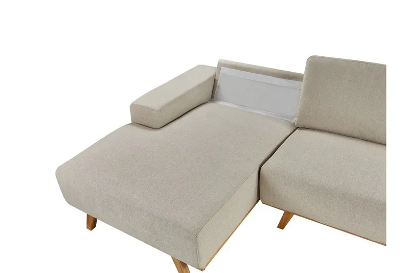 Gaines Hjørnesofa 3-seter - Beige/Lyst tre - Møbler - Sofaer - Hjørnesofaer - Hjørnesofa med divan