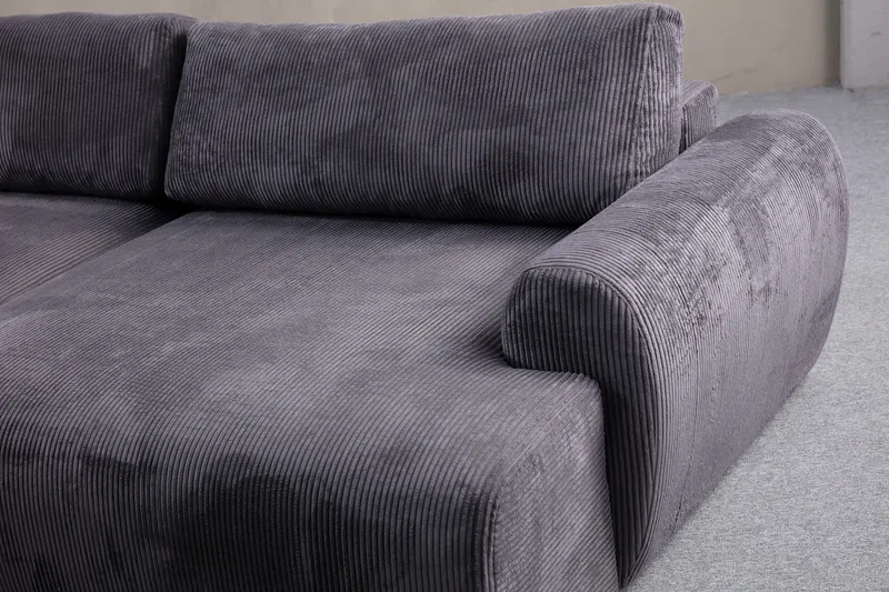 Gaudir 4-seters Sofa med Divan - Antrasitt - Møbler - Sofaer - Sofaer med sjeselong - 4 seters sofa med divan