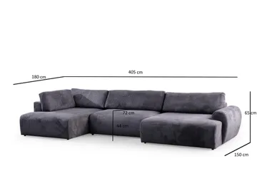 Gaudir 4-seters Sofa med Divan - Antrasitt - Møbler - Sofaer - Sofaer med sjeselong - 4 seters sofa med divan