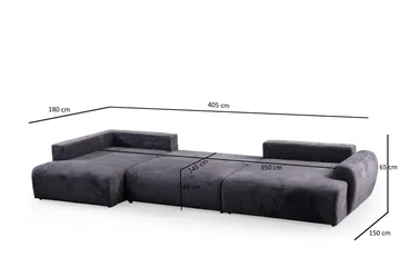 Gaudir 4-seters Sofa med Divan - Antrasitt - Møbler - Sofaer - Sofaer med sjeselong - 4 seters sofa med divan