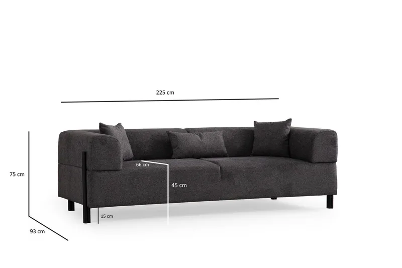 Gio 3-seters Sofa - Antrasitt - Møbler - Sofaer - 3 seter sofa