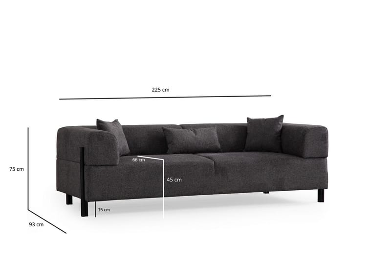 Gio 3-seters Sofa - Antrasitt - Møbler - Sofaer - 3 seter sofa