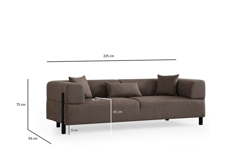 Gio 3-seters Sofa - Brun - Møbler - Sofaer - 3 seter sofa