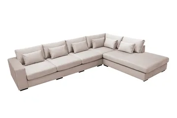 Grande 5-seters Sofa med Sjeselong Høyre - Beige Fløyel - Møbler - Sofaer - Fløyelssofaer
