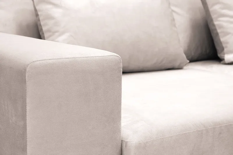 Grande 5-seters Sofa med Sjeselong Høyre - Beige Fløyel - Møbler - Sofaer - Fløyelssofaer