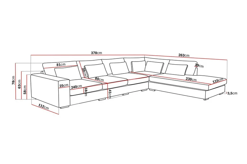 Grande 5-seters Sofa med Sjeselong Høyre - Beige Fløyel - Møbler - Sofaer - Fløyelssofaer