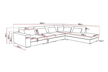 Grande 5-seters Sofa med Sjeselong Høyre - Beige Fløyel - Møbler - Sofaer - Fløyelssofaer