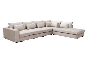 Grande 5-seters Sofa med Sjeselong Høyre - Beige Fløyel - Møbler - Sofaer - Fløyelssofaer