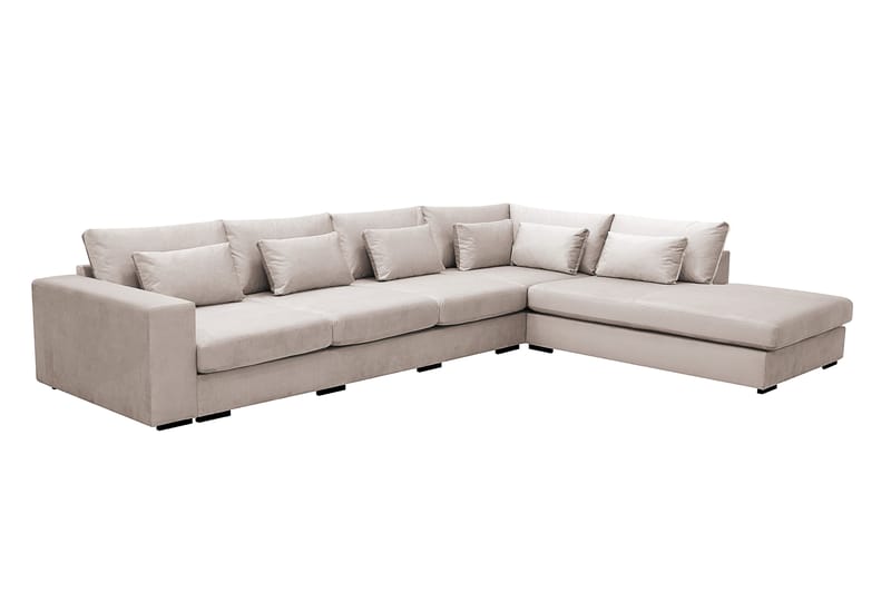 Grande 5-seters Sofa med Sjeselong Høyre - Beige Fløyel - Møbler - Sofaer - Fløyelssofaer