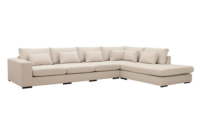 Grande 5-seters Sofa med Sjeselong Høyre - Beige Stoff - Møbler - Sofaer - Sofaer med sjeselong