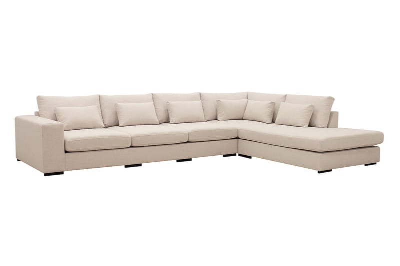 Grande 5-seters Sofa med Sjeselong Høyre - Beige Stoff - Møbler - Sofaer - Sofaer med sjeselong