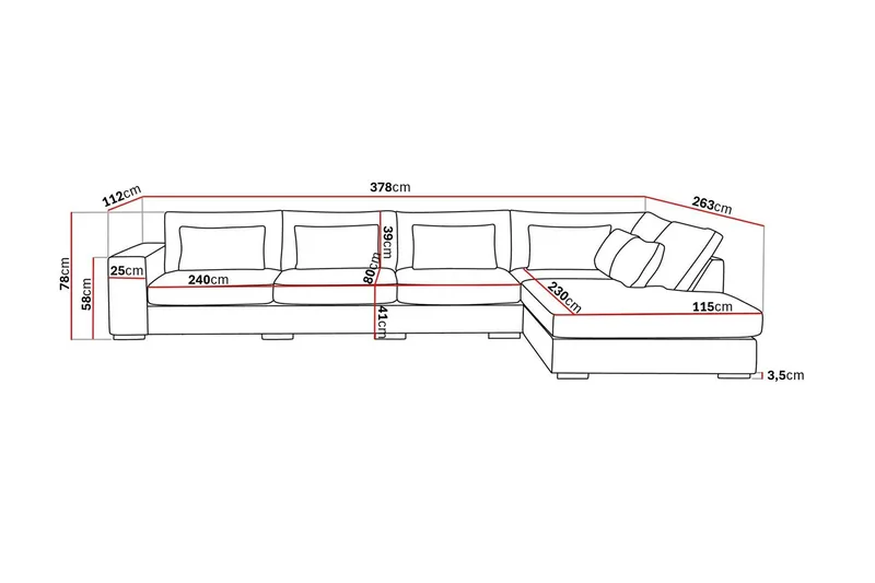 Grande 5-seters Sofa med Sjeselong Høyre - Beige Stoff - Møbler - Sofaer - Sofaer med sjeselong