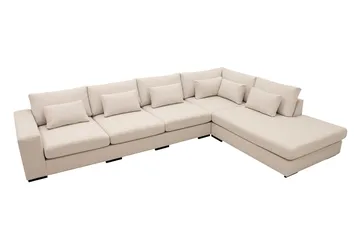 Grande 5-seters Sofa med Sjeselong Høyre - Beige Stoff - Møbler - Sofaer - Sofaer med sjeselong