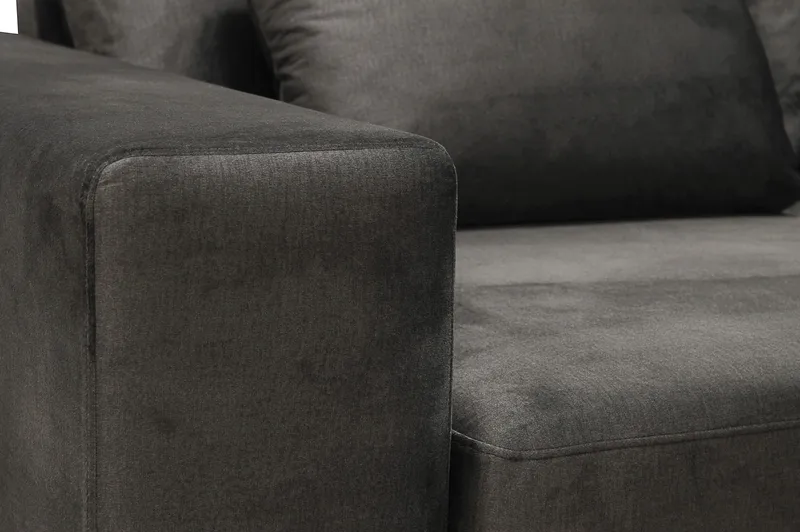 Grande 5-seters Sofa med Sjeselong Høyre - Mørkegrå Fløyel - Møbler - Sofaer - Fløyelssofaer