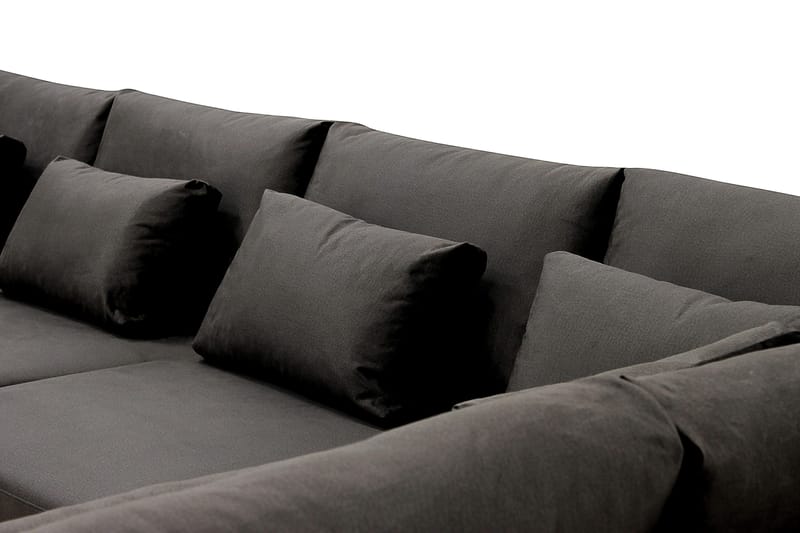 Grande 5-seters Sofa med Sjeselong Høyre - Mørkegrå Fløyel - Møbler - Sofaer - Fløyelssofaer