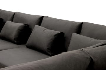 Grande 5-seters Sofa med Sjeselong Høyre - Mørkegrå Fløyel - Møbler - Sofaer - Fløyelssofaer