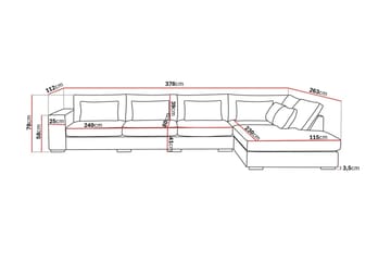 Grande 5-seters Sofa med Sjeselong Høyre - Mørkegrå Fløyel - Møbler - Sofaer - Fløyelssofaer