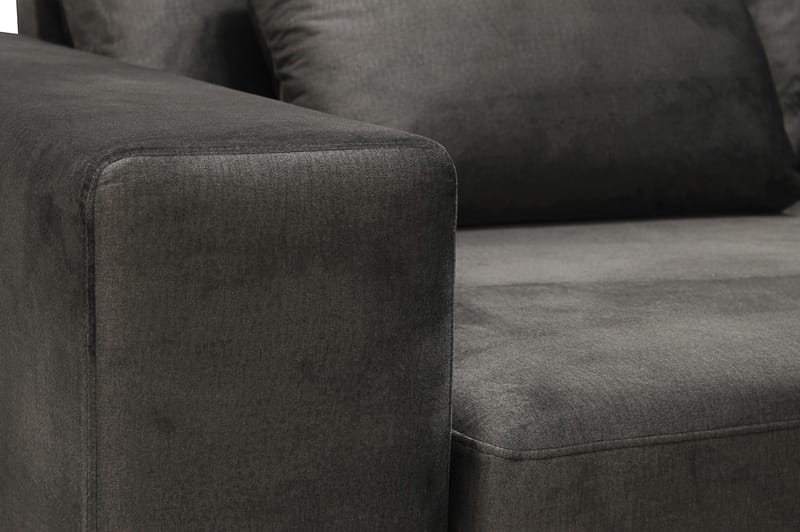 Grande 5-seters Sofa med Sjeselong Høyre - Mørkegrå Fløyel - Møbler - Sofaer - Fløyelssofaer