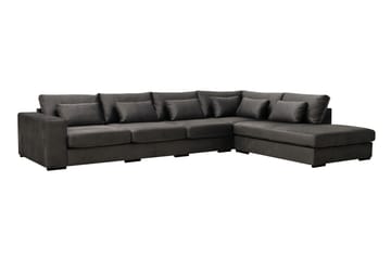 Grande 5-seters Sofa med Sjeselong Høyre - Mørkegrå Fløyel - Møbler - Sofaer - Fløyelssofaer