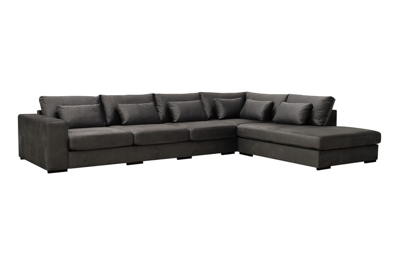 Grande 5-seters Sofa med Sjeselong Høyre - Mørkegrå Fløyel - Møbler - Sofaer - Fløyelssofaer