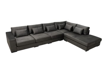 Grande 5-seters Sofa med Sjeselong Høyre - Mørkegrå Fløyel - Møbler - Sofaer - Fløyelssofaer