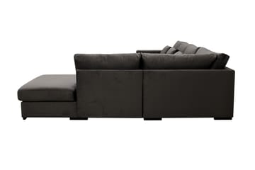Grande 5-seters Sofa med Sjeselong Høyre - Mørkegrå Fløyel - Møbler - Sofaer - Fløyelssofaer