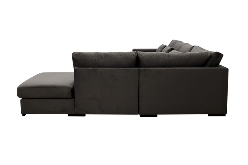 Grande 5-seters Sofa med Sjeselong Høyre - Mørkegrå Fløyel - Møbler - Sofaer - Fløyelssofaer