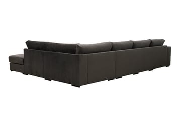 Grande 5-seters Sofa med Sjeselong Høyre - Mørkegrå Fløyel - Møbler - Sofaer - Fløyelssofaer