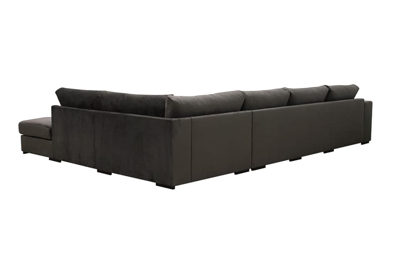 Grande 5-seters Sofa med Sjeselong Høyre - Mørkegrå Fløyel - Møbler - Sofaer - Fløyelssofaer
