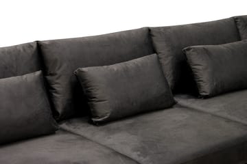 Grande 5-seters Sofa med Sjeselong Høyre - Mørkegrå Fløyel - Møbler - Sofaer - Fløyelssofaer