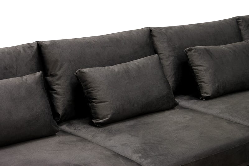 Grande 5-seters Sofa med Sjeselong Høyre - Mørkegrå Fløyel - Møbler - Sofaer - Fløyelssofaer