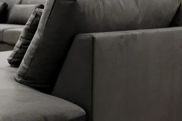 Grande 5-seters Sofa med Sjeselong Høyre - Mørkegrå Fløyel - Møbler - Sofaer - Fløyelssofaer