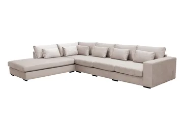 Grande 5-seters Sofa med Sjeselong Venstre - Beige Fløyel - Møbler - Sofaer - Fløyelssofaer