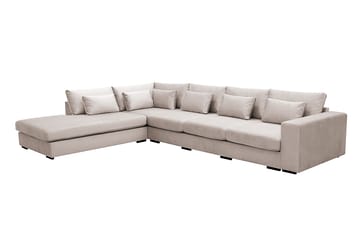 Grande 5-seters Sofa med Sjeselong Venstre - Beige Fløyel - Møbler - Sofaer - Fløyelssofaer