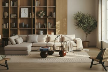 Grande 5-seters Sofa med Sjeselong Venstre - Beige Fløyel - Møbler - Sofaer - Fløyelssofaer