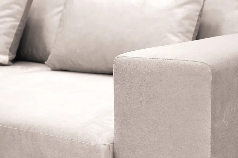 Grande 5-seters Sofa med Sjeselong Venstre - Beige Fløyel - Møbler - Sofaer - Fløyelssofaer